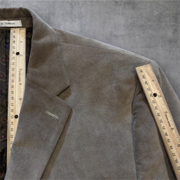 CHAPS Mens 46R Beige Sand Velvet Blazer Sport Coat Two Button Suit Jacket - Picture 8 of 13